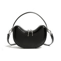 Vintage Genuine Leather Crescent Small Shoulder Crossbody Bags For Women - Black