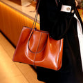Vintage Genuine Leather Large Shoulder Tote Bag