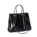 Vintage Genuine Leather Large Shoulder Tote Bag - Black