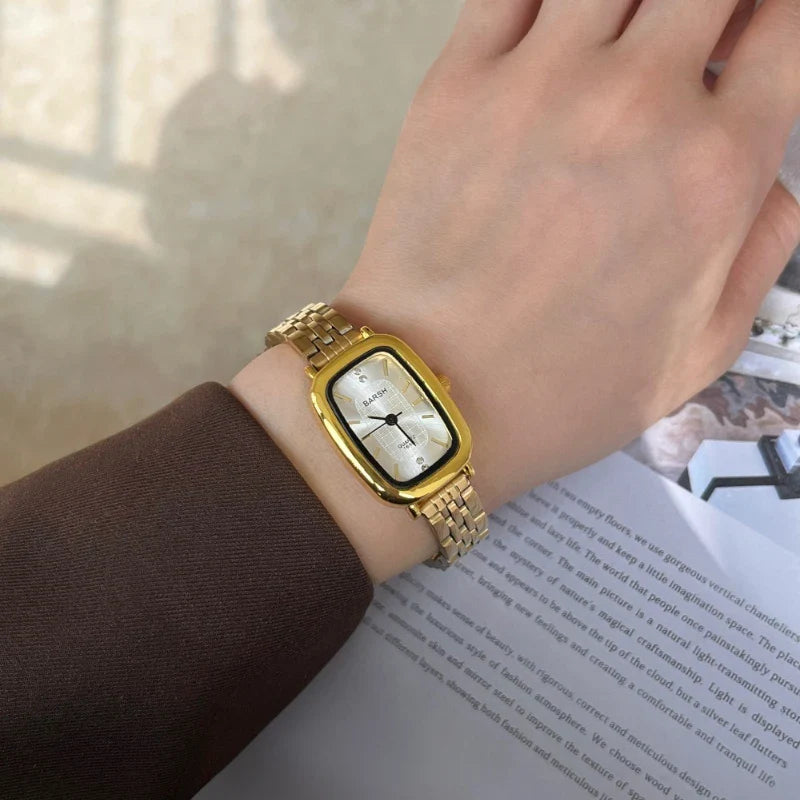 Vintage Gold Watch for Women Stainless Steel Strap