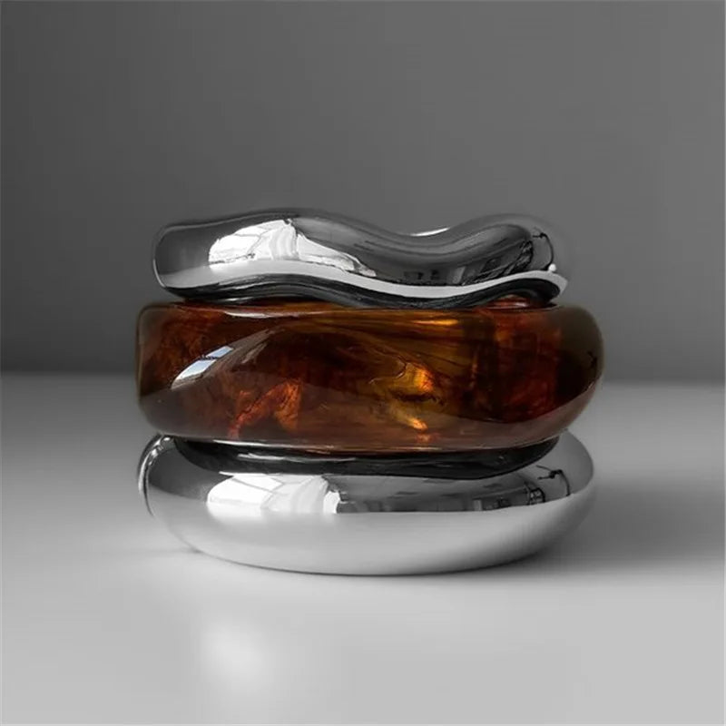 Vintage Irregular Resin Acrylic Chunky Bangles