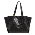 Vintage Large Capacity PU Leather Tote Bag - Black / 42x18x30cm