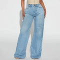 Vintage Loose-Fit Non-Stretch Wide-Leg Women’s Jeans - M / Light Blue