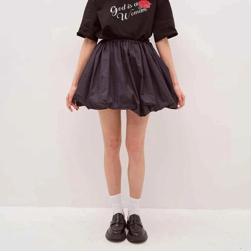 Vintage Loose Fitting Elastic Waist Short Skirt