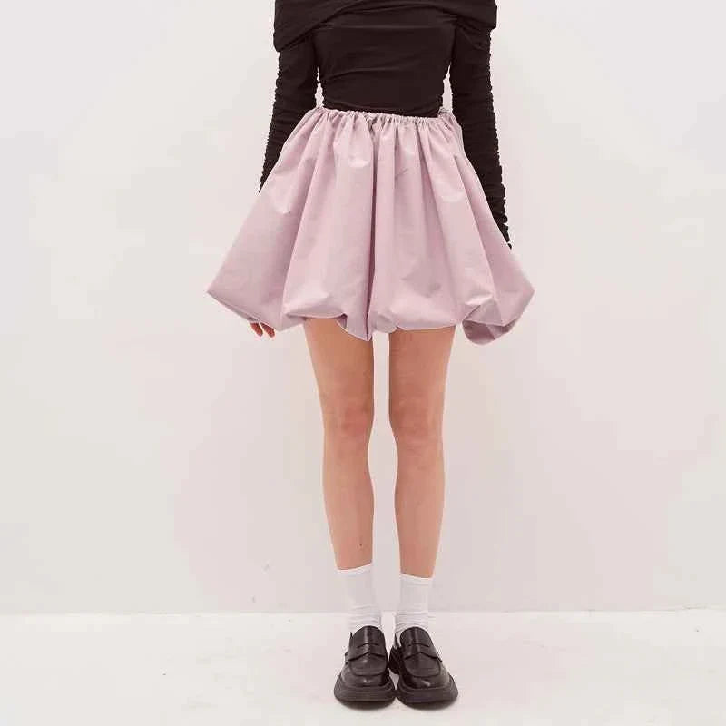 Vintage Loose Fitting Elastic Waist Short Skirt