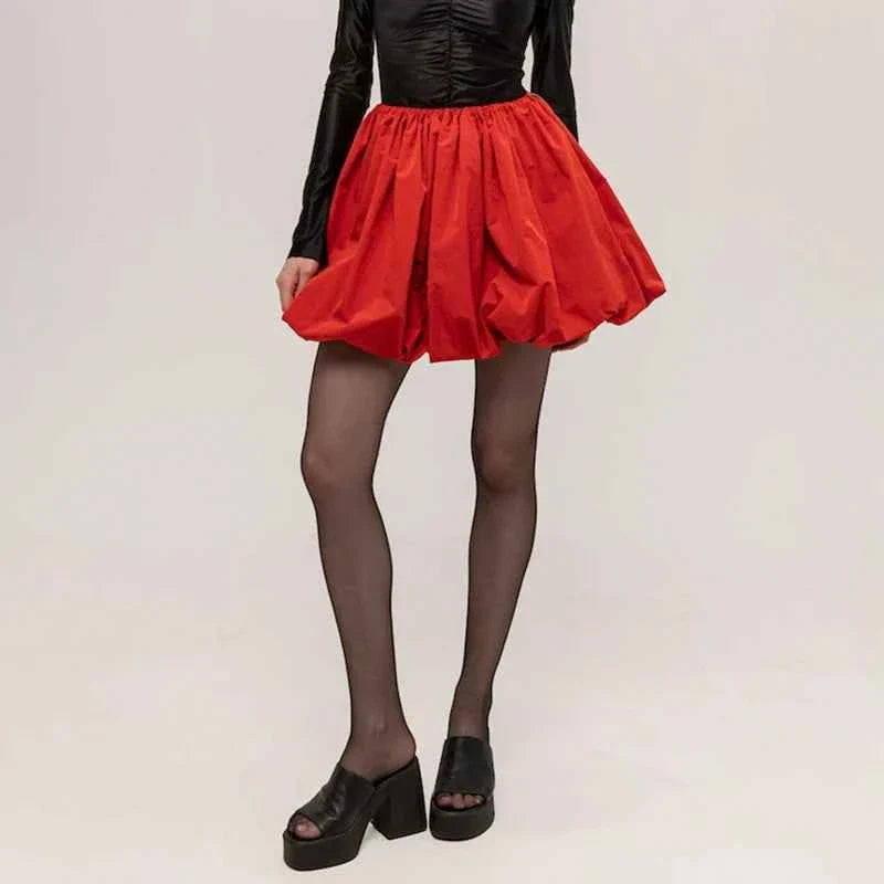 Vintage Loose Fitting Elastic Waist Short Skirt