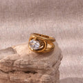 Vintage Oval Zircon Ring for Women - Gold / 6