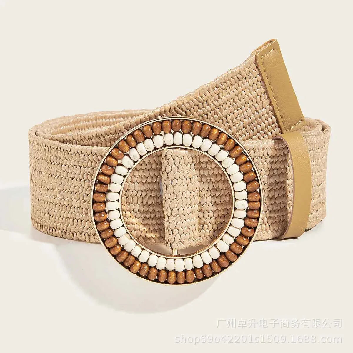 Vintage PP Grass Woven Belt for Women