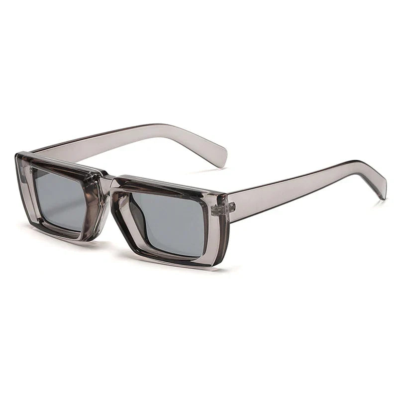 Vintage Rectangle Sunglasses Women - Gray-Gray / As the picture