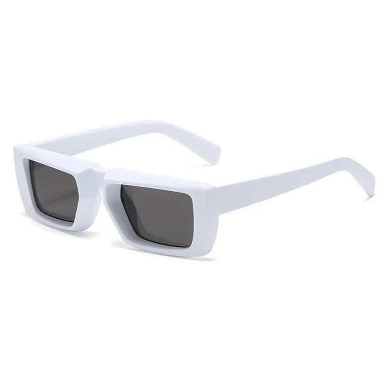 Vintage Rectangle Sunglasses Women - White-Black / As the picture
