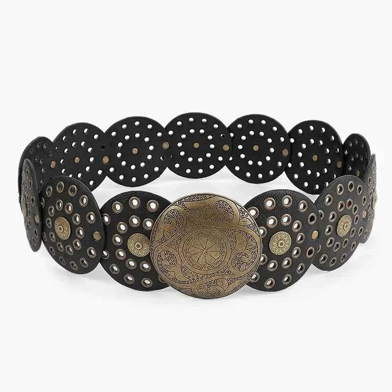 Vintage Rivet Patchwork Design Wide Belts For Women