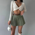 Vintage Solid Shorts Skirts For Women - FA306-4 / S