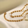 Vintage Stainless Steel Pearl Necklace