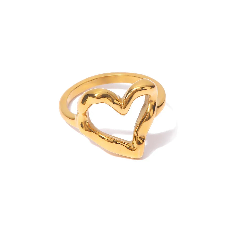 Vintage Stainless Steel Unique Heart Shaped Ring - JDR202335 / 7