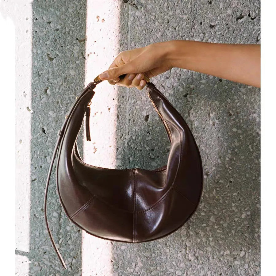 Vintage Studded Motorcycle Bag - Brown