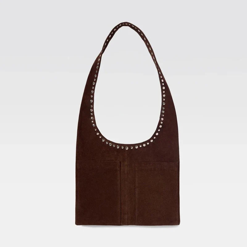Vintage Suede Women Shoulder Bags - Coffee Brown
