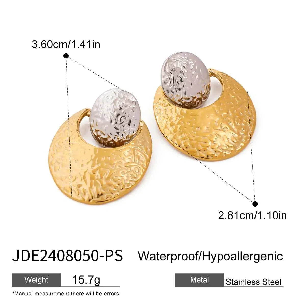 Vintage Two Tone Oval Discs Earrings