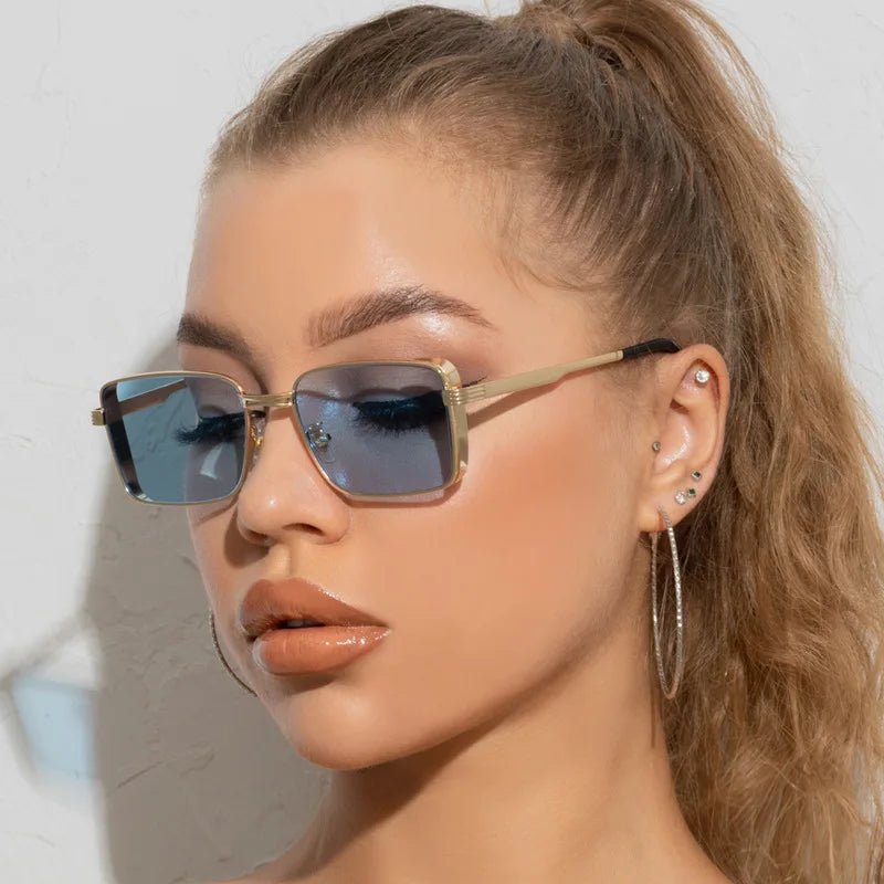 Vintage Women Square Metal Sunglasses - C01 / As shown in the figu