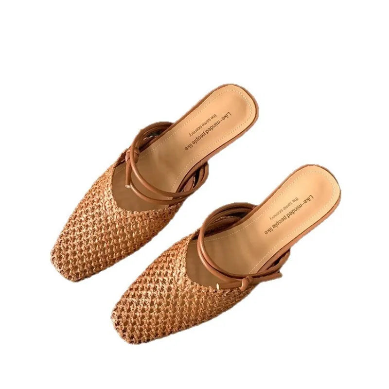 Vintage Woven 1 Slip-on Toe Half Slippers Women’s