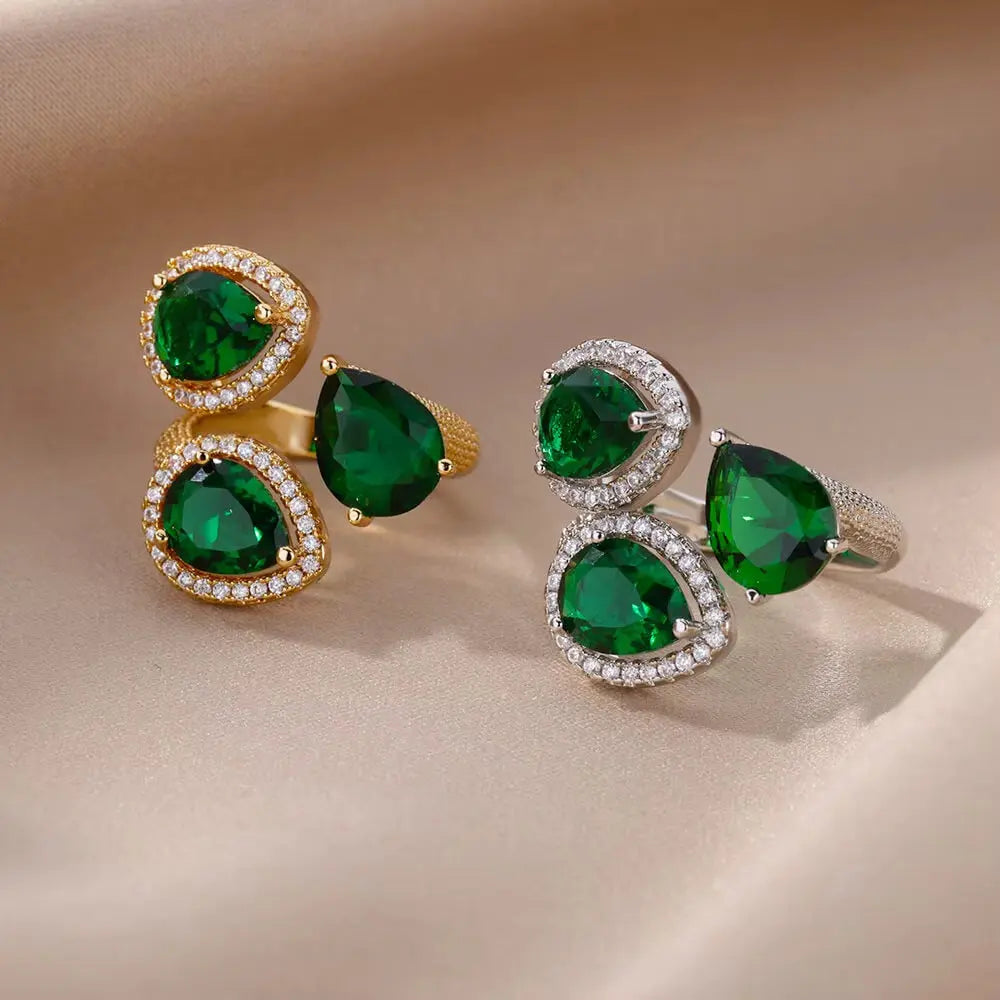 Water Drop Emerald Zircon Ring For Women - electronic accessories