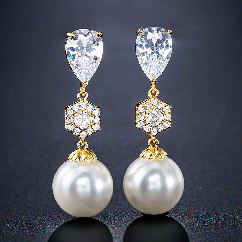 Water Drop Zircon Earrings - White Gold Plated - electronic accessories