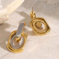 Waterproof Stainless Steel Silver Gold Mixed Color Earrings