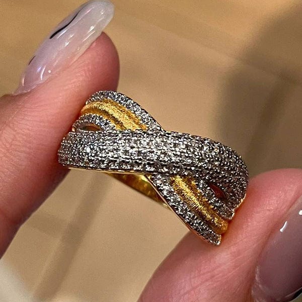 Wave Cross Brushed Ring Fashion Trend - Adjustable Opening - electronic accessories