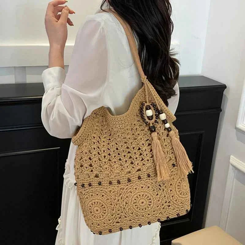 Weave Handbag Large Capacity Shoulder Bag Hollow out Tote Bag