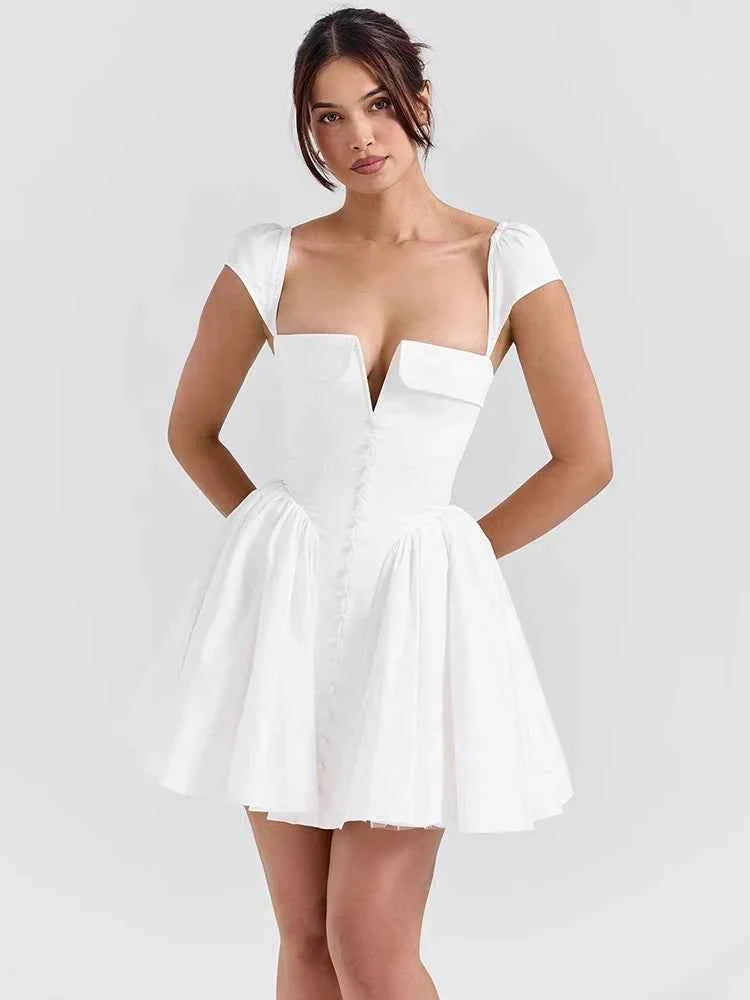 White Backless Mini Dress For Women