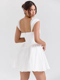 White Backless Mini Dress For Women