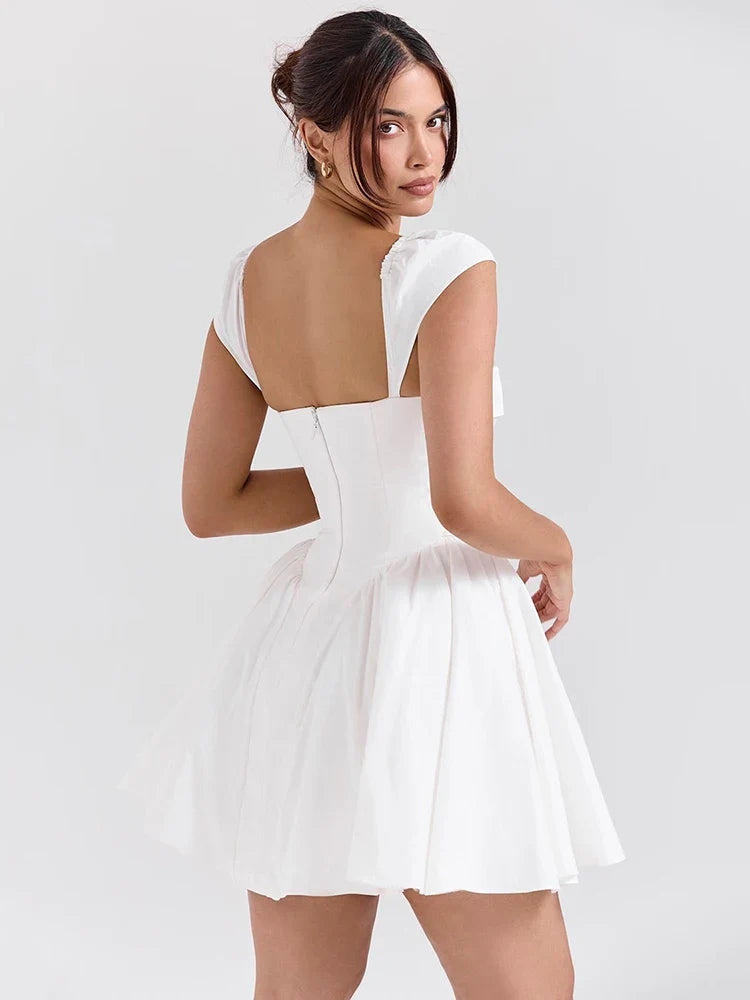 White Backless Mini Dress For Women