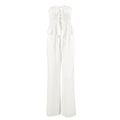 White Cotton Linen Tube Top Wide Leg Casual Pants Lace-up Suit - Other