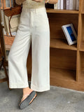 White High Waist Ankle-length Jeans Women Vintage Loose Straight Denim