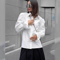 White Loose Puff Sleeves Shirt Women’s Top - L - electronic accessories