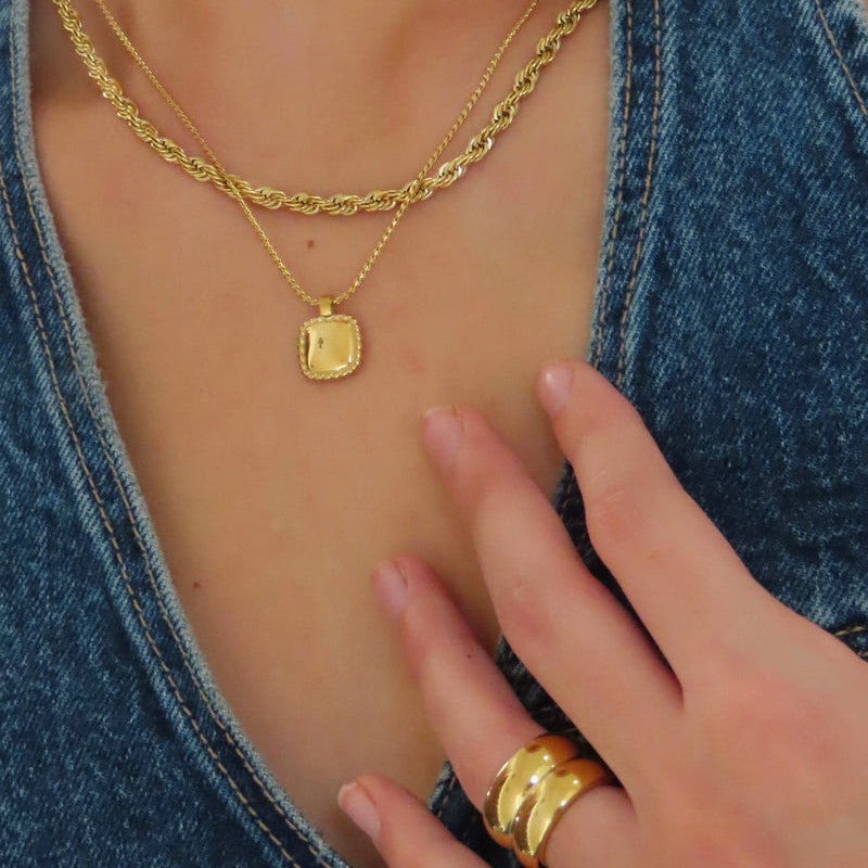 Wide-brimmed Double Layer Simple Textured Women’s Ring - electronic accessories