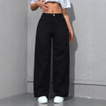 Wide Leg Pants Jeans Women Vintage Denims High Waist - black / XS