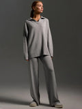 Winter Thick Women Knitted Suit - Gray / S