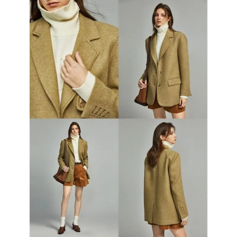 Winter Vintage Blazers Suit Collar Button Loose