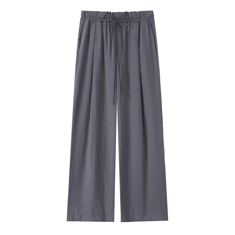 With Belt Paper Bag Type Draping Casual Trousers - Other