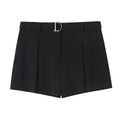 With Belt Pleated Casual Shorts - Other