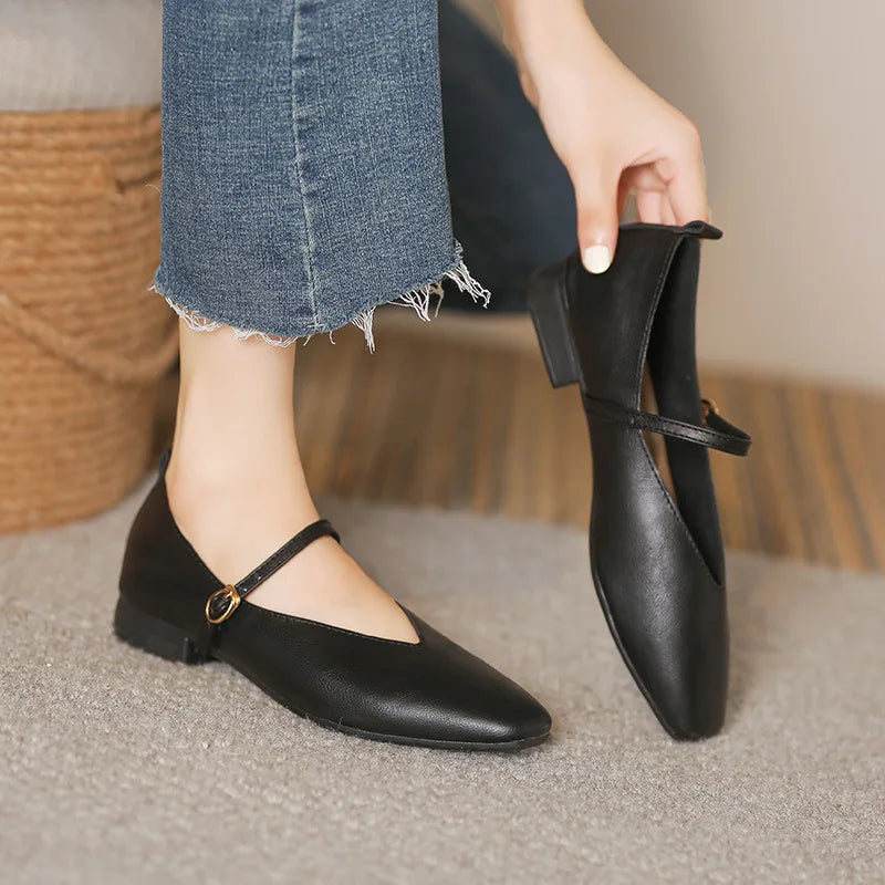 Woman Casual Square Toe Low Soft Soled Shoes - 34 / black