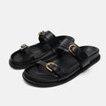 Woman Flat Slingback Shoes Female Summer Straps Round Toe - black / 36 / CHINA