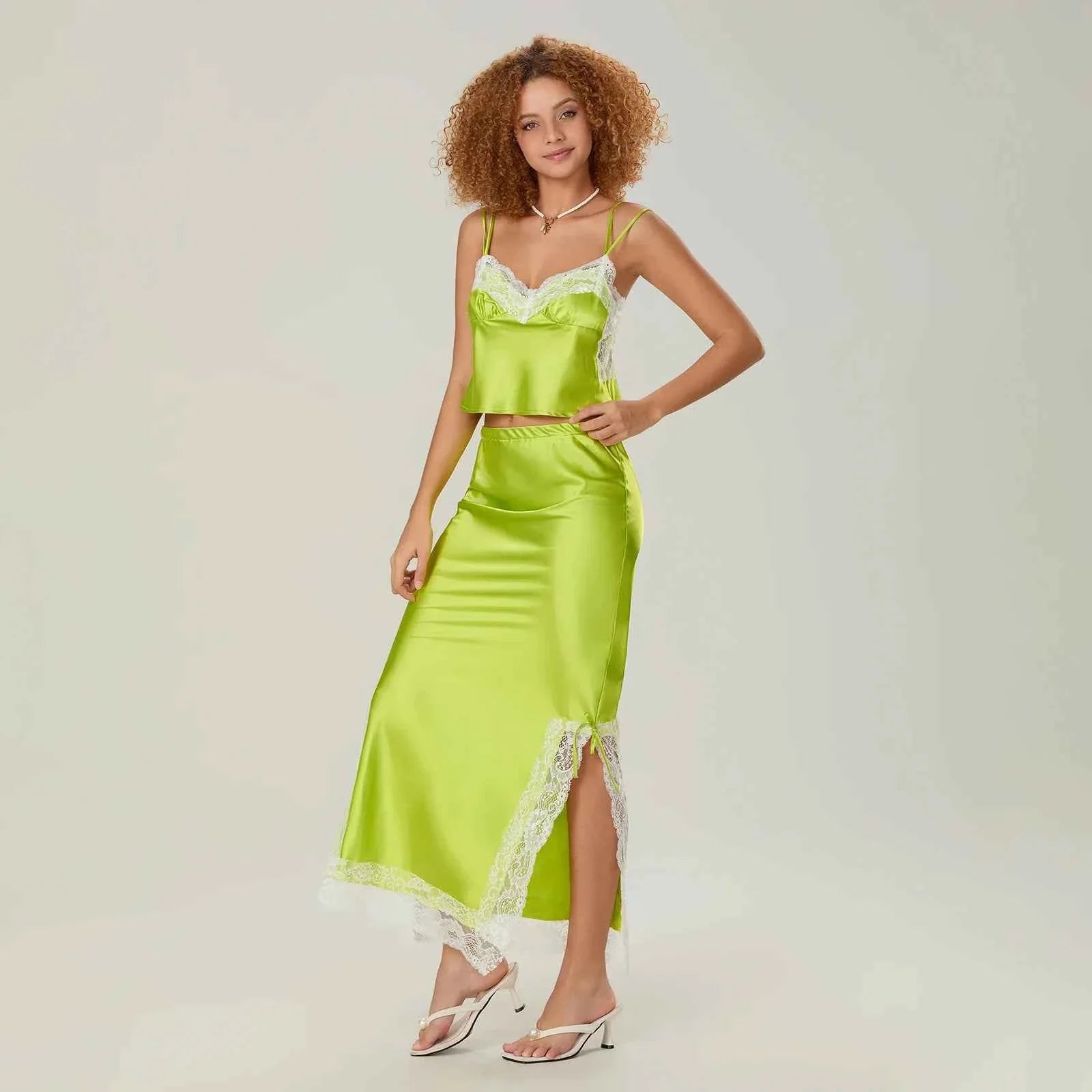 Women 2 Pieces Satin Suit