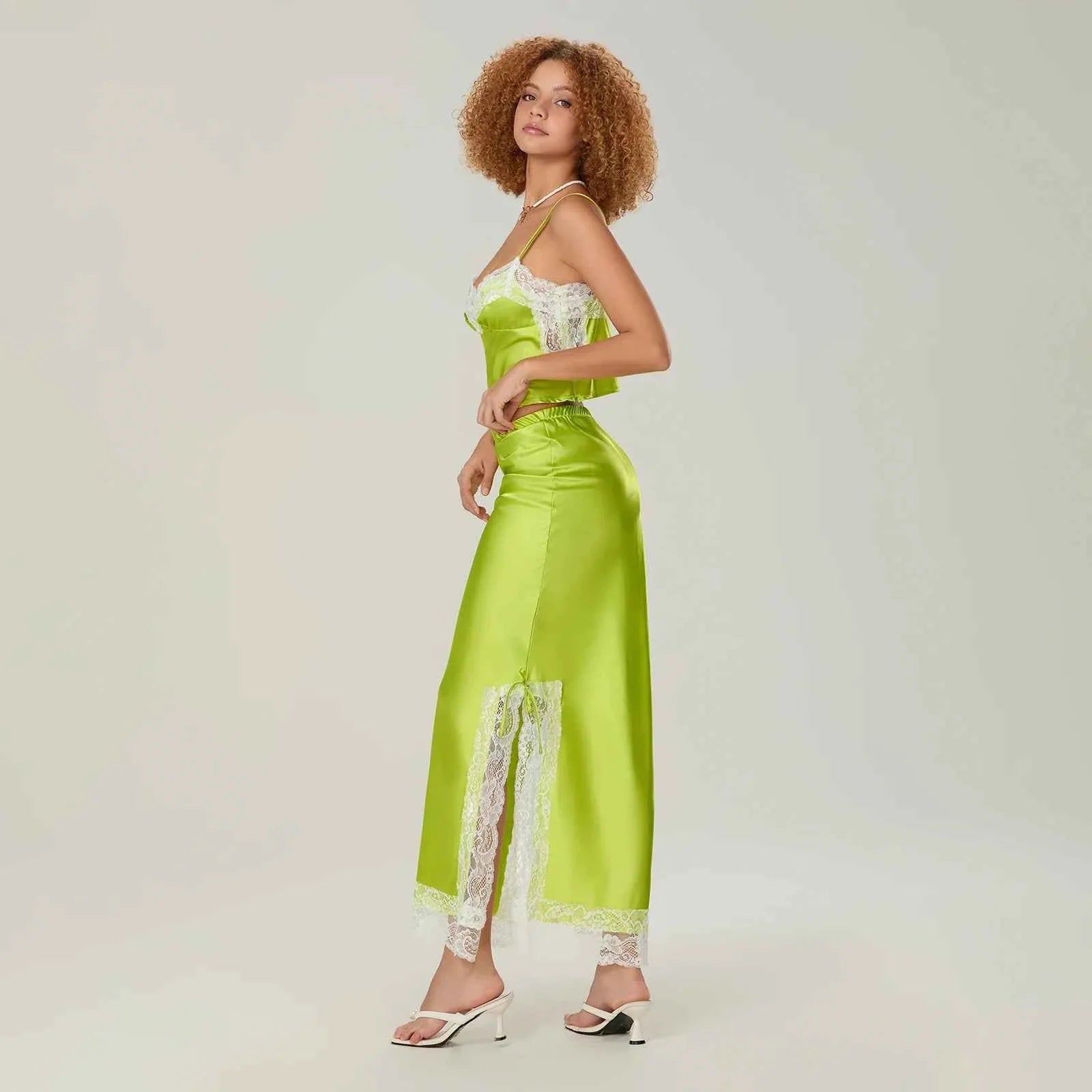 Women 2 Pieces Satin Suit