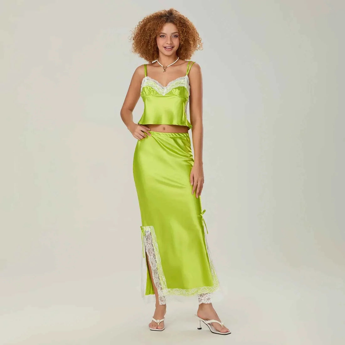 Women 2 Pieces Satin Suit