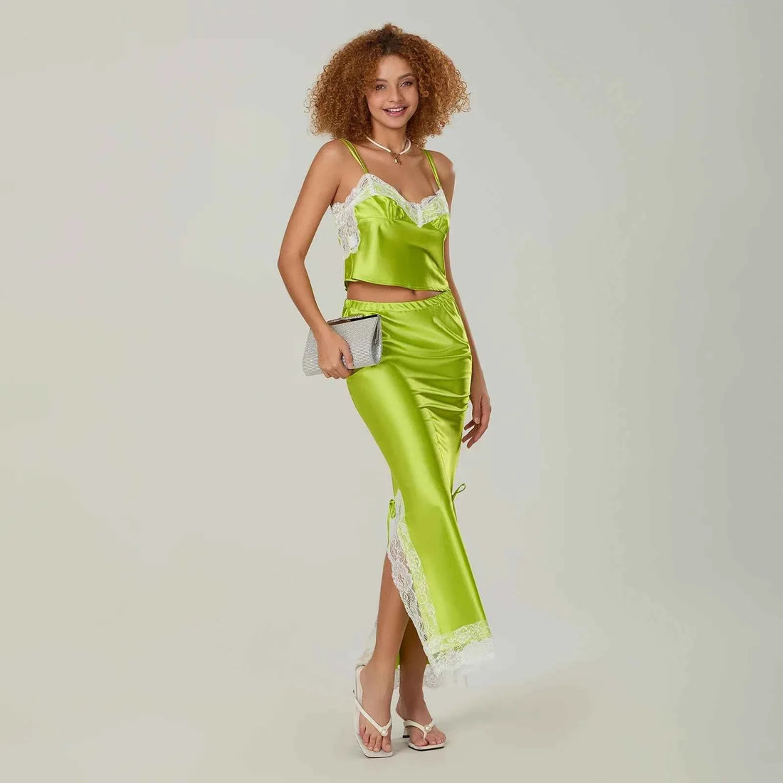 Women 2 Pieces Satin Suit