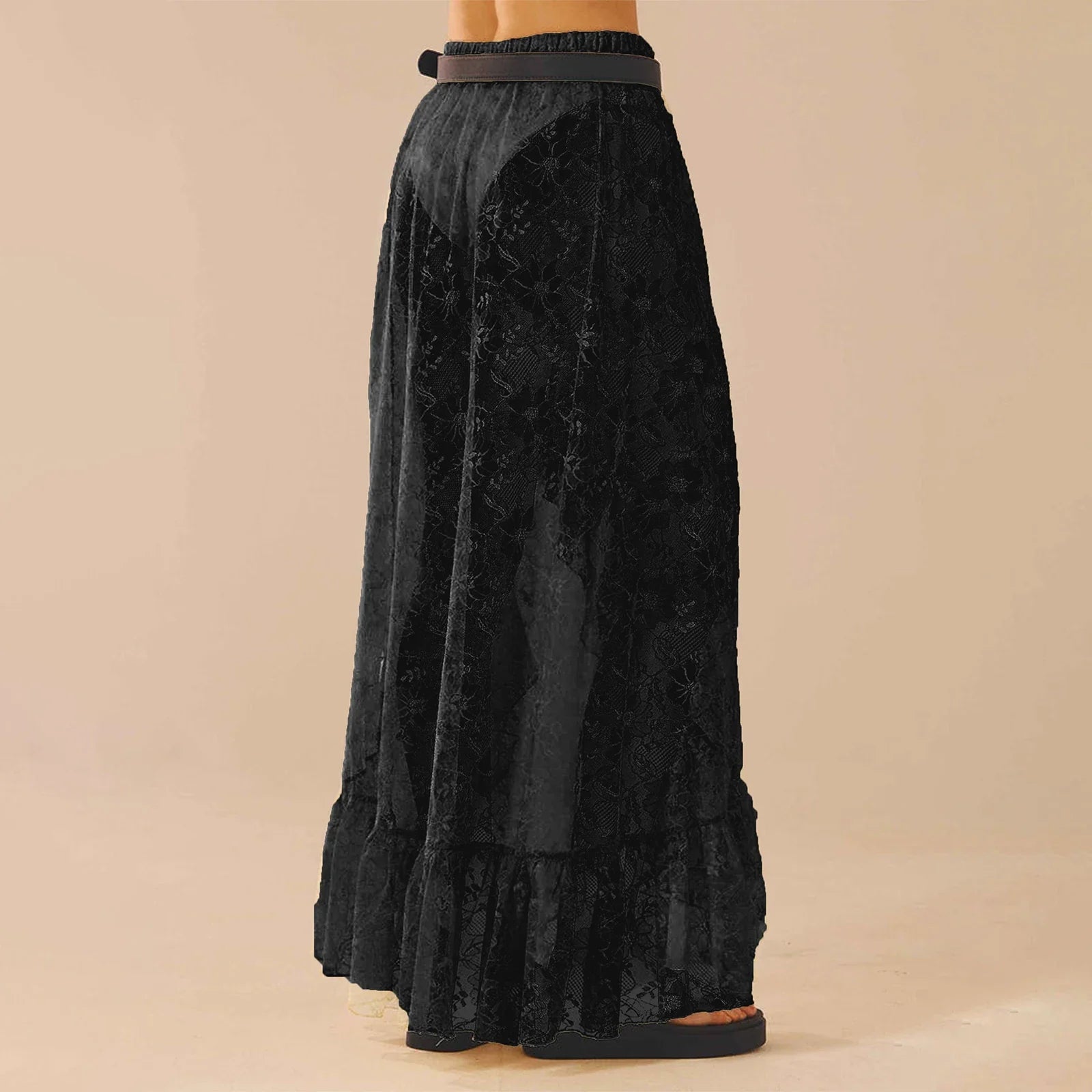 Women Asymmetrical Lace Flowy Skirts