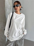 Women Basic Long Sleeve Loose O-neck T-shirt - Other