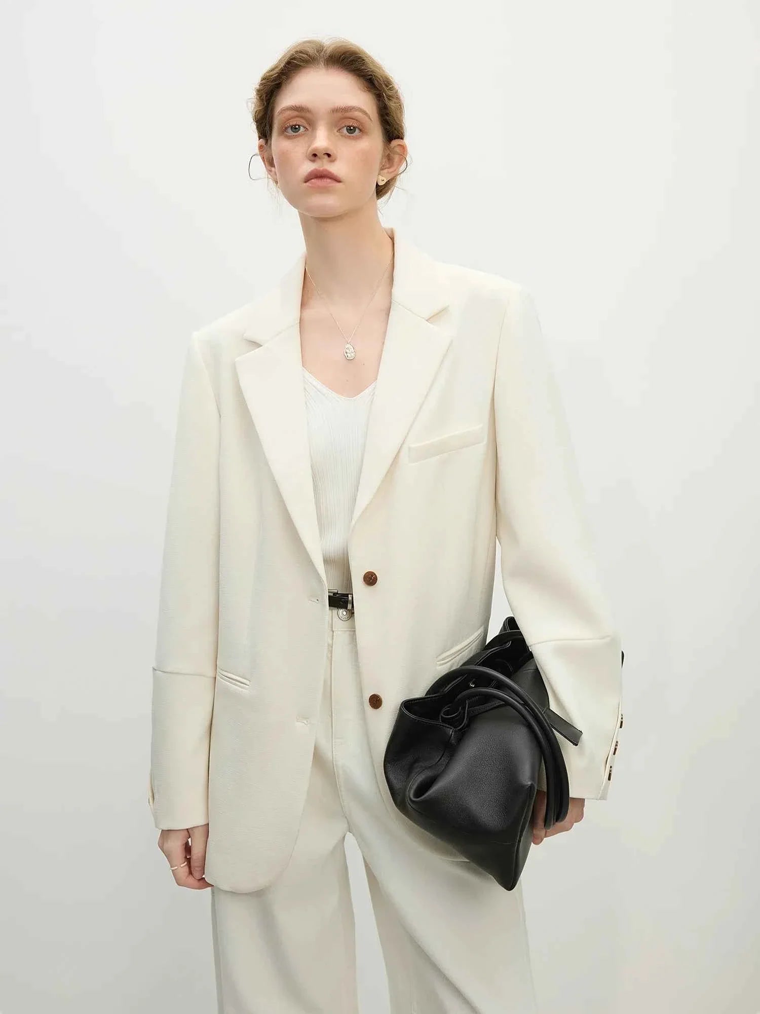 Women Beige Blazer Coat