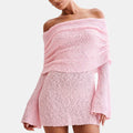 Women Bodycon Knitted Mini Dress - Pink / M